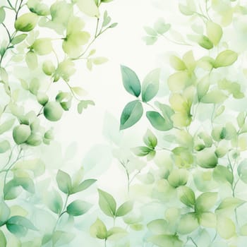 Watercolor floral illustration Green leaves .natural background.Generative AI