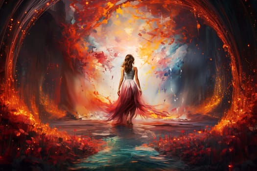 Spiritual woman, intersection of the astral body energy field with supernatural frequency senses, consciousness and healing