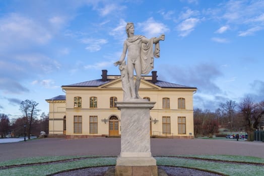 statue in front of Drottningholm palace theatre just outside Stockholm