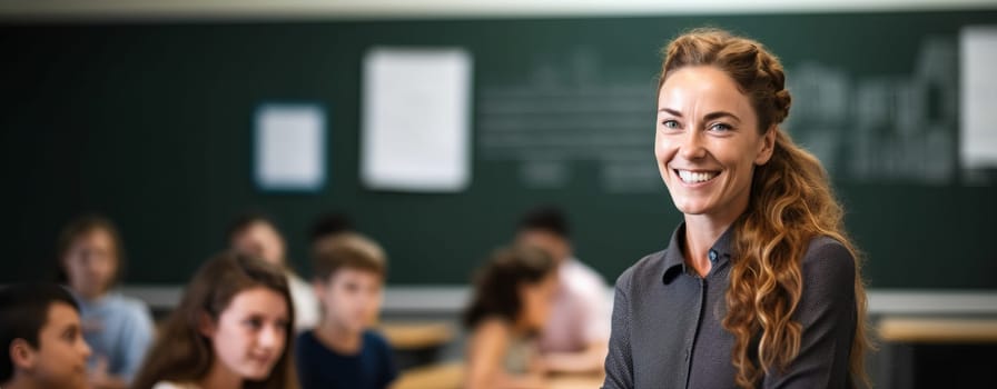 Teacher teaching kids in classroom at school
