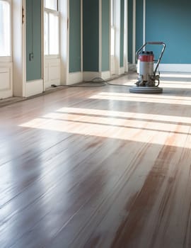 Craftsmen sand a parquet floor