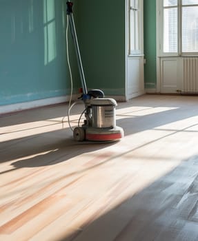 Craftsmen sand a parquet floor
