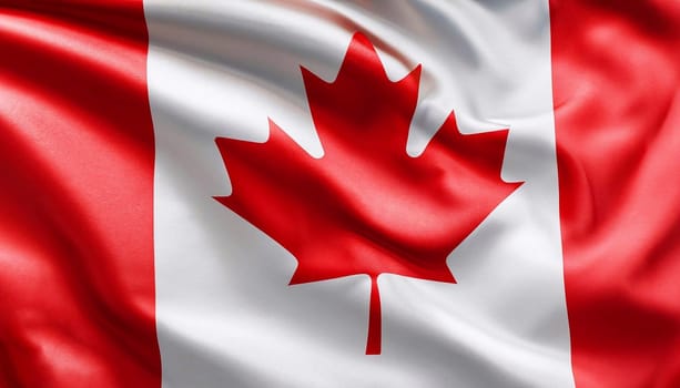 beautiful colored Canadian flag on pleated silk