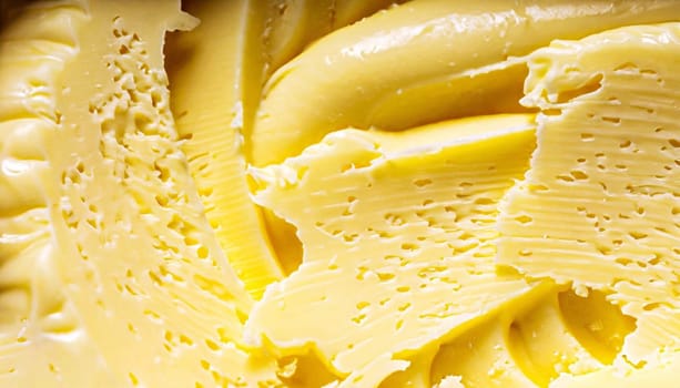butter surface with curl. macro photo of butter texture