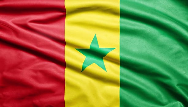 close up waving flag of senegal. flag symbols of senegal.