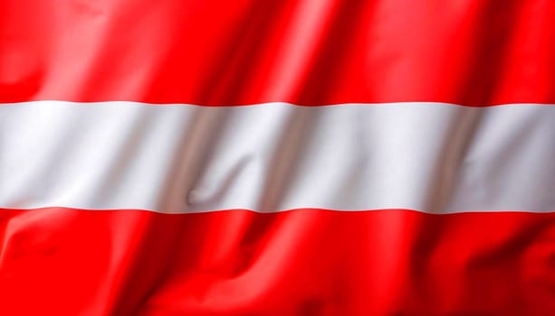 Fabric texture flag of Austria. Flag of Austria waving in the wind. Austria flag is depicted on a sports cloth fabric with many folds. Sport team banner.