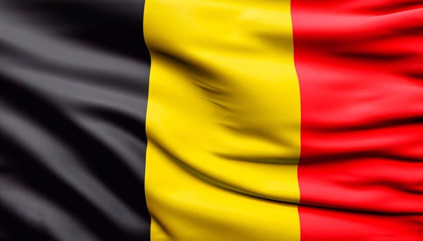 Belgium flag is depicted on a sports cloth fabric with many folds. Sport team banner