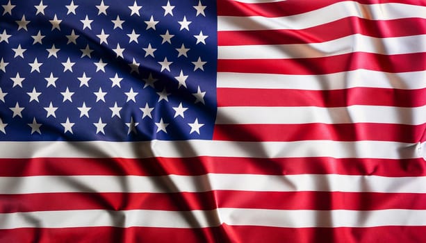 Textile pleated American flag laying on flatness
