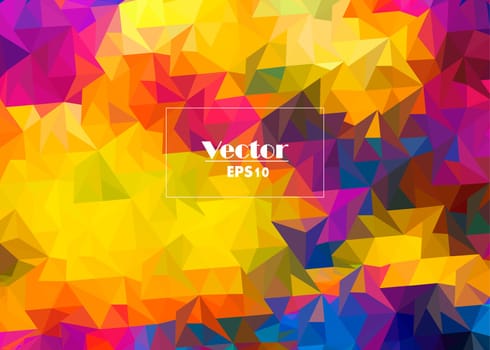 vector abstract irregular polygon background - triangle low poly pattern - vibrant neon full color spectrum rainbow