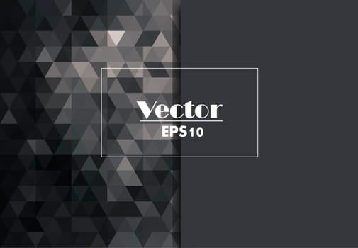 Monochrome black and white low polygonal background. Low poly vector illustration. Business design templates