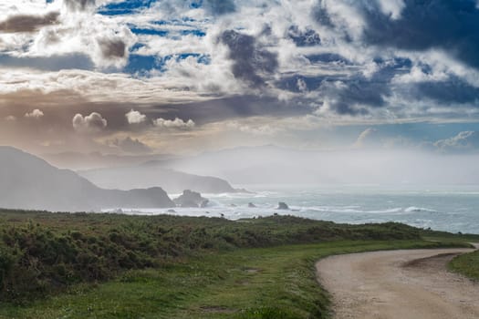 Rugged coastal landscape on the Ria de Ortigueira Galicia, Spain