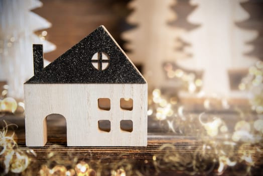 Free Space, With Cozy House, Snowy Atmosphere, Christmas, Winter, Decoration, Background
