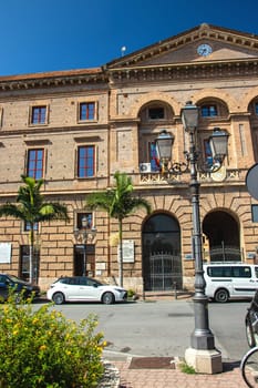 MILAZZO, SICILY, Italy - 03 October 2023 - City Hall. The project of the palace was designed by the architect of Messina Salvatore Richichi and dates back to 1867.