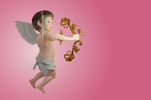 3D Illustration, Cupid angel for valentines day and GREETING CARD on  pink background .