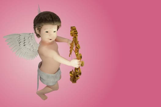 3D Illustration, Cupid angel for valentines day and GREETING CARD on  pink background .