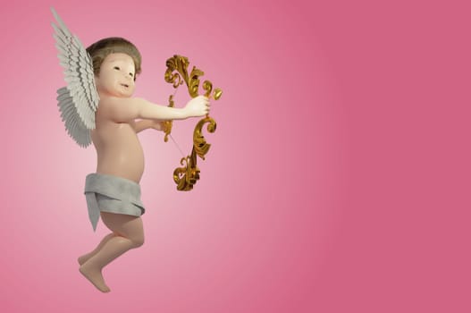 3D Illustration, Cupid angel for valentines day and GREETING CARD on  pink background .