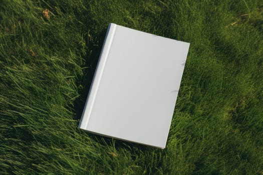 Book mockup on the grass .Generative AI