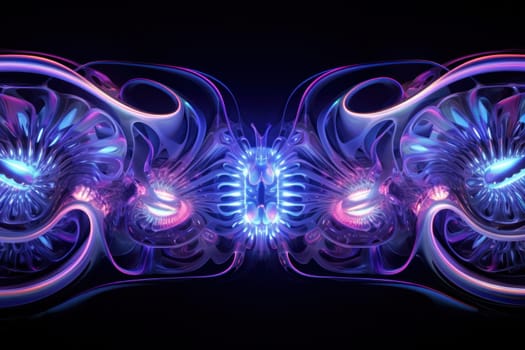 abstract background fractal pattern in neon glow.Generative AI