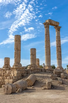 The uncompleted Roman Temple of Hercules at the Amman Citadel is an archeological site at the center of downtown Amman in Jordan.