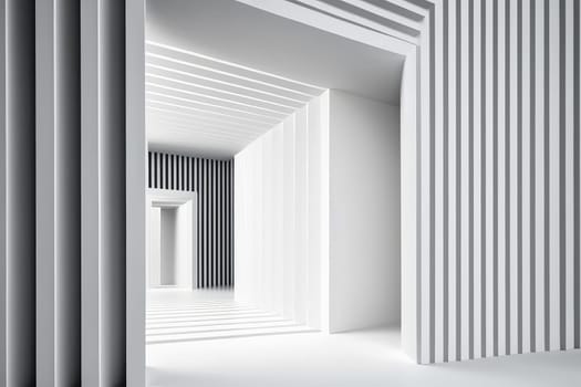White minimalistic striped interior, abstract background. Generative AI design
