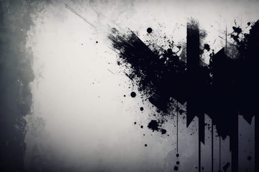 Black blot on grey grunge concrete wall. Generative AI design