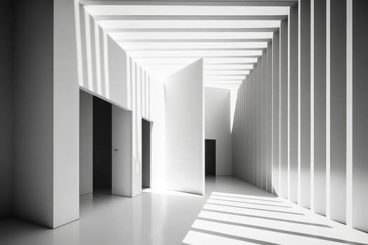 White minimalistic striped interior, abstract background. Generative AI design