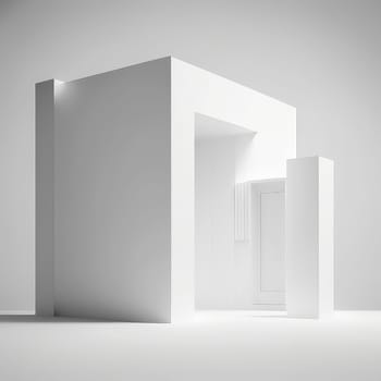 White minimalistic interior, abstract background. Generative AI design
