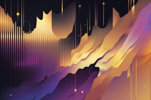 Golden and violet abstract background. Generative AI design