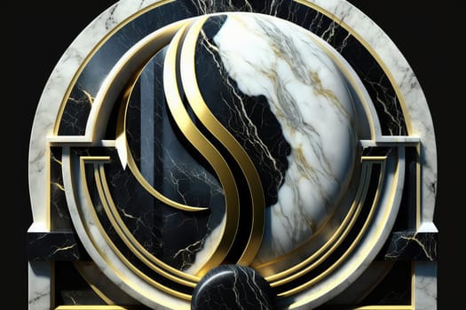 Abstract art deco marble geometric background. Generative AI design