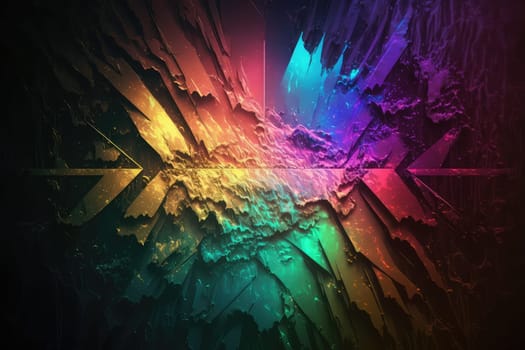 Neon colorful holographic grunge abstract background. Generative AI design