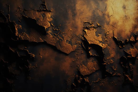 Dark bronze grunge rough wall. Generative AI design