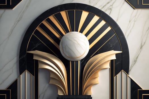 Abstract art deco marble geometric background. Generative AI design