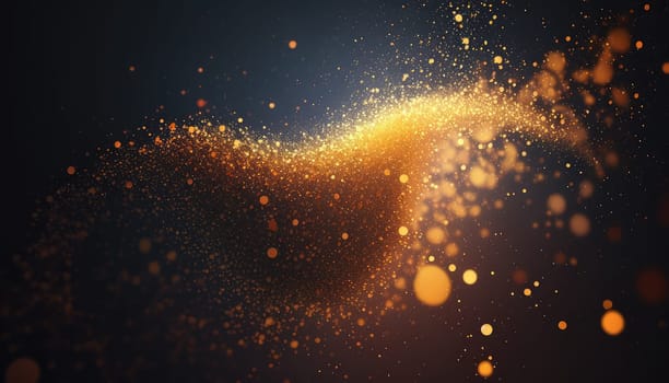 Golden glitter particles and dots abstract background. Generative AI design