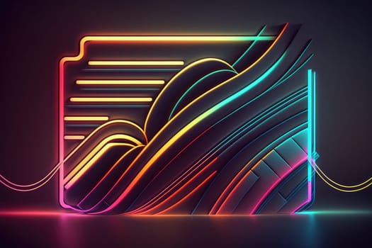 Colorful laser neon linear frame. Generative AI design