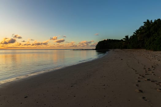 Sunset in the Blue Lagoon Beach in Nacula Island, Yasawa, Fiji
