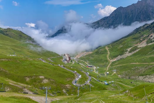 Mountain landscape near Col du Tourmalet in Pyrenees mountains. France.