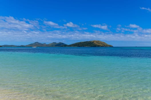 View of Blue Lagoon beach in Nacula Island, Yasawa Islands, Fiji