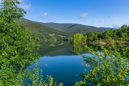 View of Eugi Reservoir in the town of Eugi, Navarra, Spain