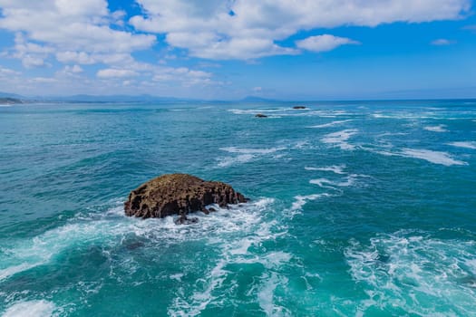 Coastal Rocks near the beach at Biarritz, Basque Country. France