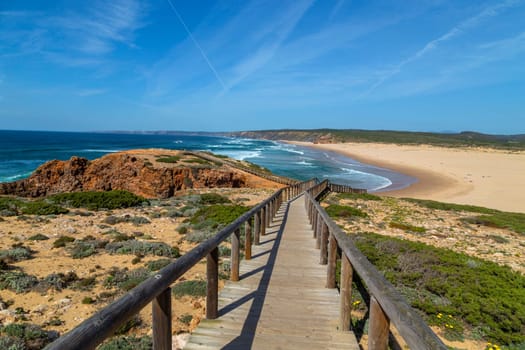 Beautiful empty beach in Algarve west coast, Portugal