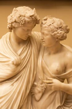 Florence, Italy - 27 June 2023: Bacchus and Ariadne, by Francesco Carradori,  1777. Lovers statue, classic romantic sculpture