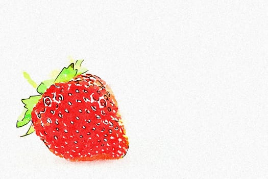 Creative illustration in vintage watercolor design - Strawberry isolated on white background