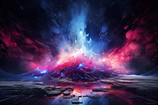 abstract background fractal pattern in neon glow.Generative AI