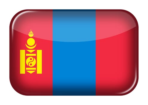 A Mongolia web icon rectangle button with clipping path 3d illustration