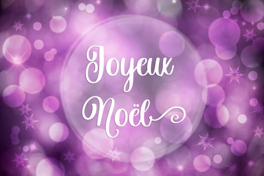 Purple and White Christmas Background With Shiny Bokeh and French Text Joyeux Noel, Which Means Merry Christmas In English