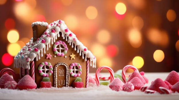 gingerbread house with christmas decoration xmas holiday sweets, ai