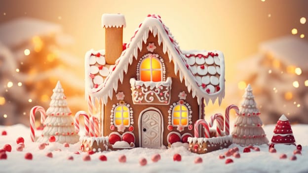 gingerbread house with christmas decoration xmas holiday sweets, ai