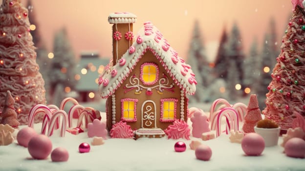 gingerbread house with christmas decoration xmas holiday sweets, ai