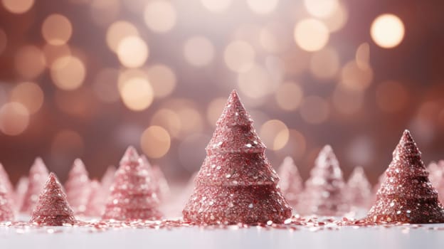 christmas tree xmas holiday decoration with glitter bokeh background, ai