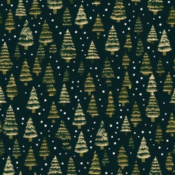 Festive seamless pattern, Christmas trees on a dark background. pattern for fabric or wrapping paper.Generative AI